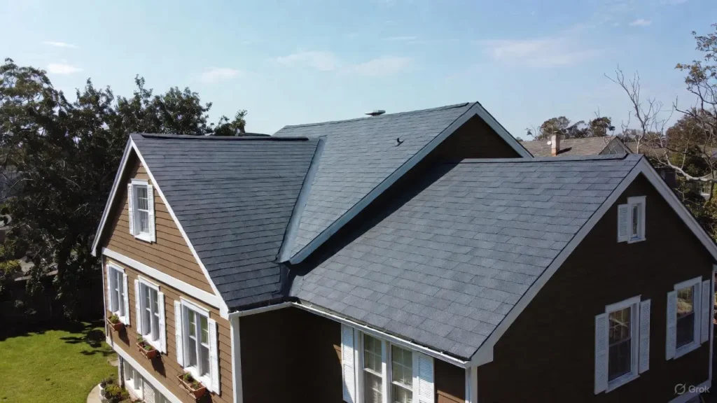 A roll of black, synthetic DIY rubber roofing material with a textured shingle pattern, indicating ease of transport and self-installation for homeowners.