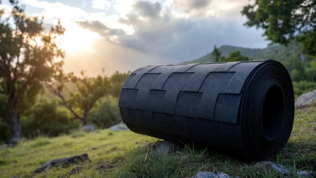 Roll rubber roofing (single-ply membrane) installed on a residential low-slope roof, featuring a durable, energy-efficient white finish.